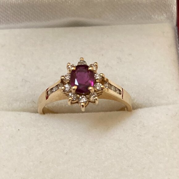 Unbranded Jewelry - 14K Yellow Gold Ruby Diamond Ring Size 6